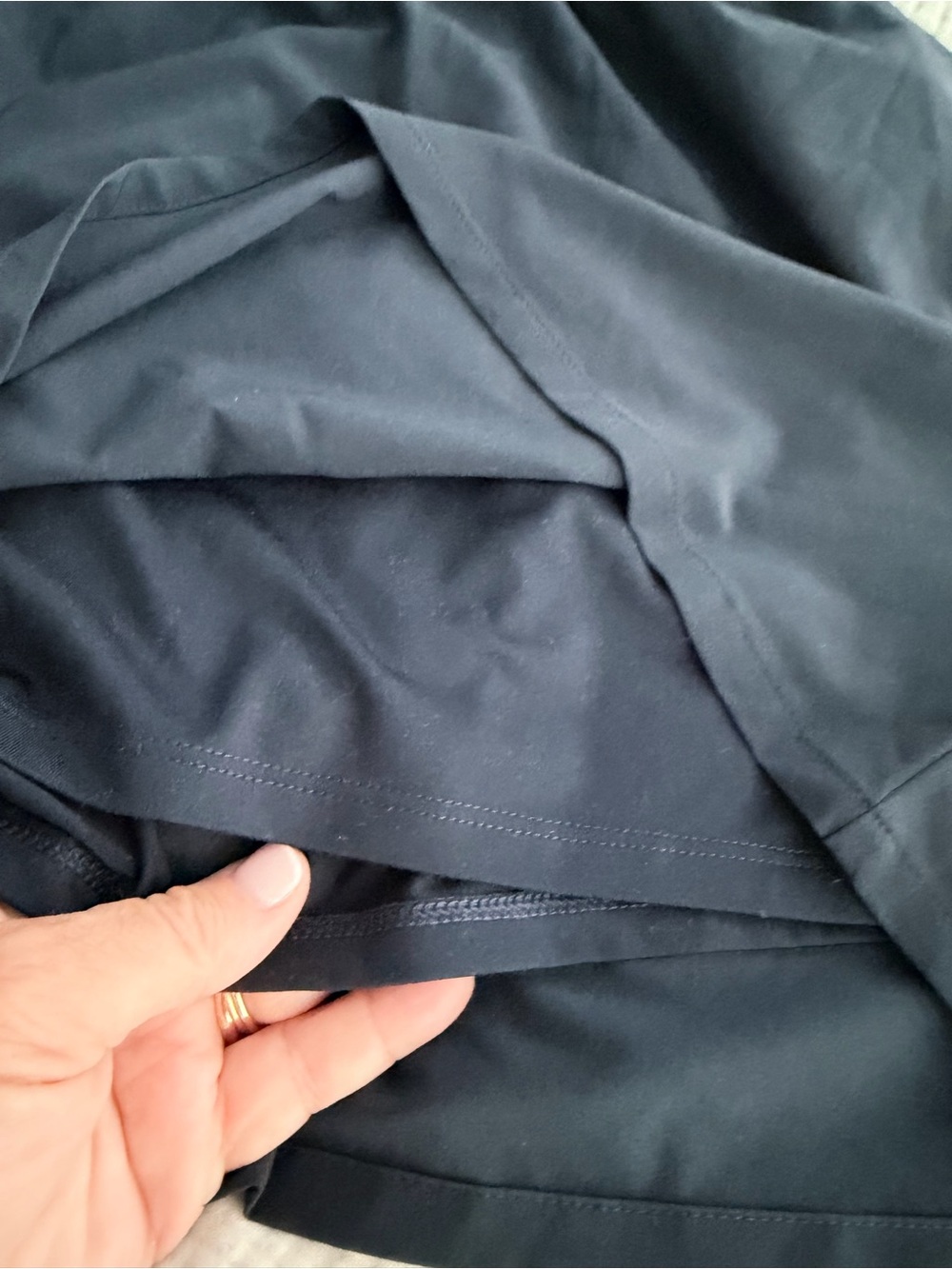 J. Jill Navy Athletic Elastic Waist Pull-On Shorts with a biker short lining. - Picture 4 of 5